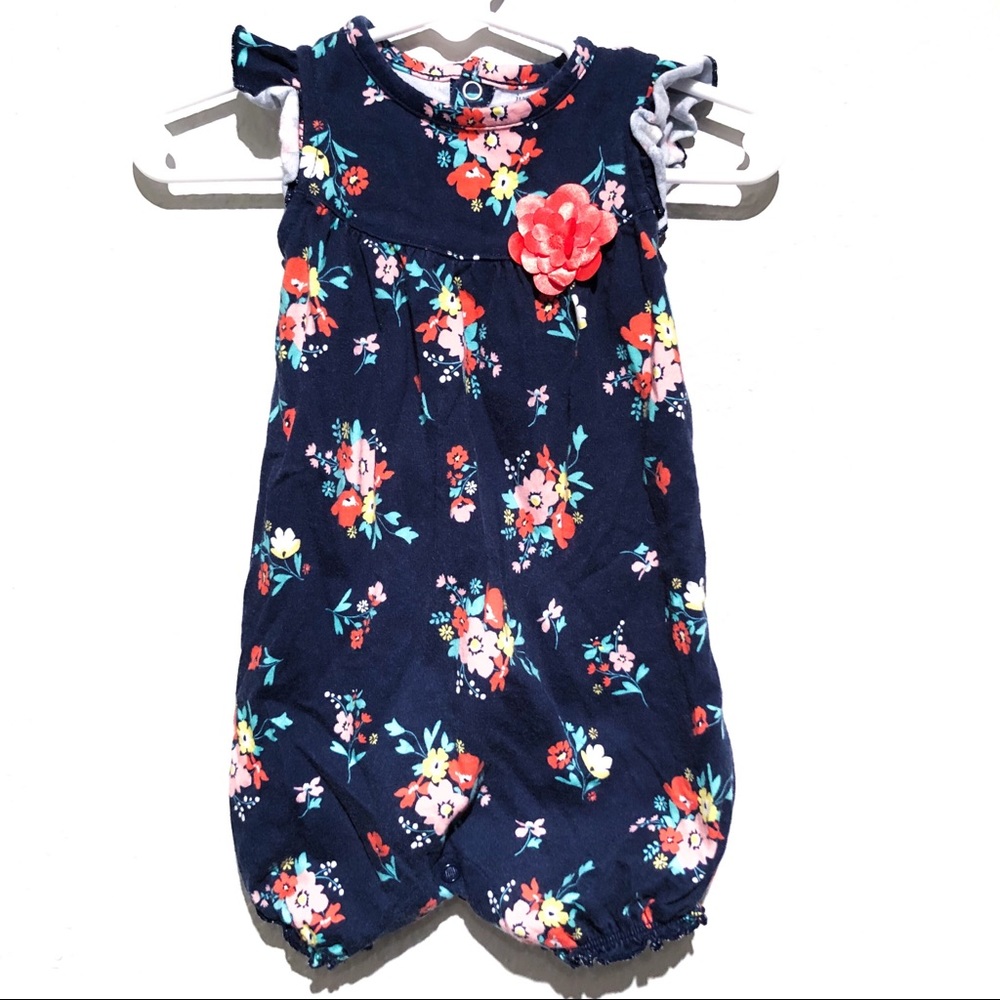 Carters Navy blue bubble shorts romper 6M